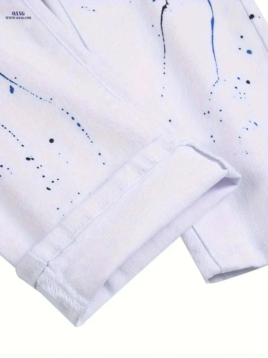 Men’s Distressed Slim Fit Denim - All-Season Streetwear Style   OAXG White / 28