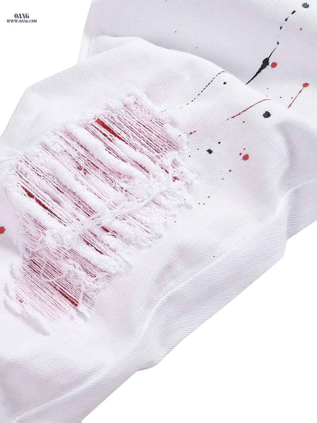 Men's Distressed White Skinny Jeans - Ripped Detail, Slim Fit   OAXG 