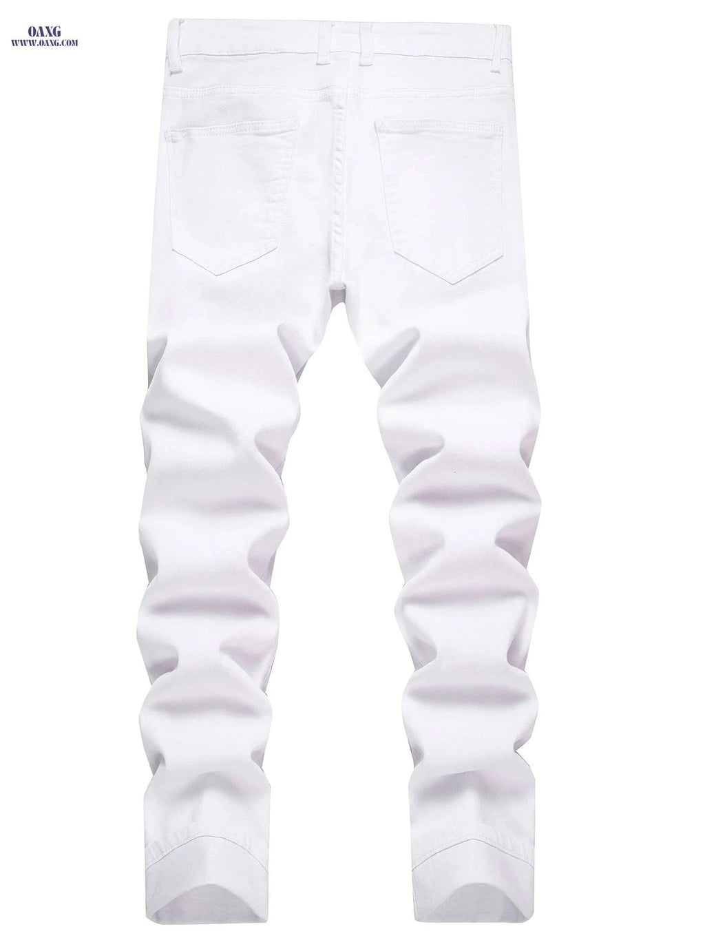 Men's Distressed White Skinny Jeans - Ripped Detail, Slim Fit   OAXG White / 28