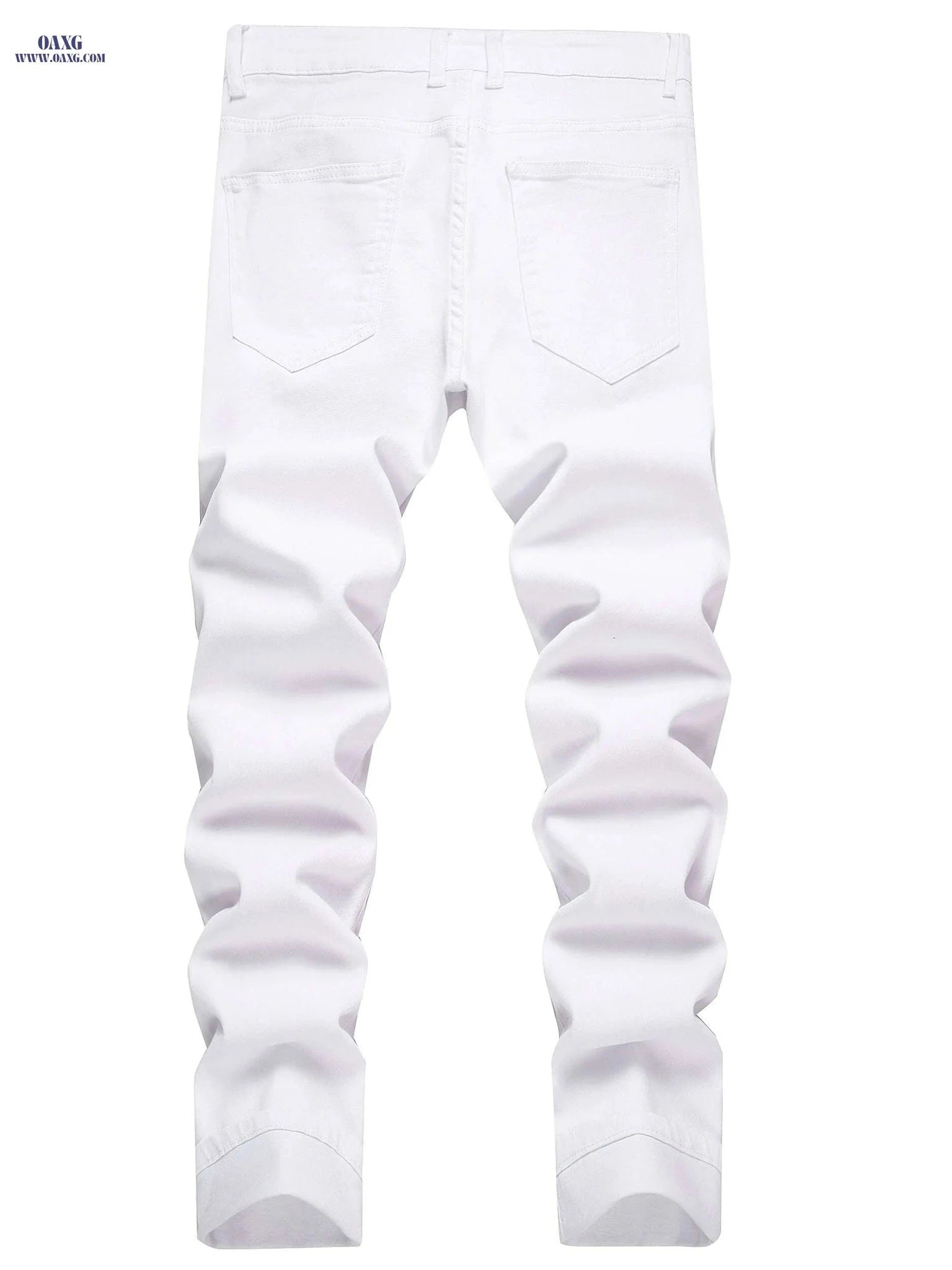 Men's Distressed White Skinny Jeans - Ripped Detail, Slim Fit   OAXG White / 28
