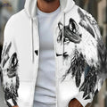 Men's Dog Pattern Hoodie - Long Sleeve Casual Jacket with Drawstring   OAXG Silvery Grey / FR M
