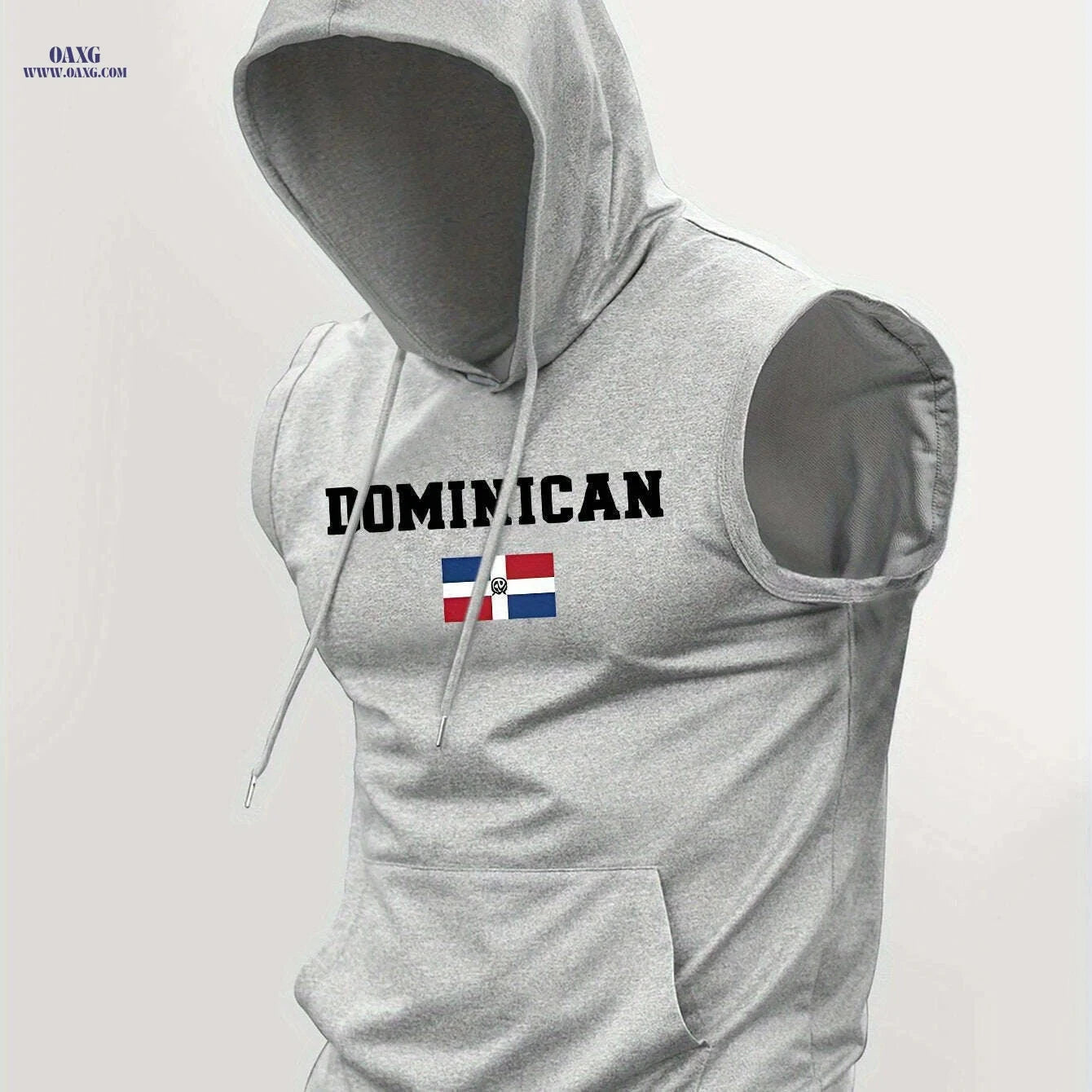 Men's Dominican Republic Hooded Tank Top - Breathable Sleeveless Shirt   OAXG Light Blue / S