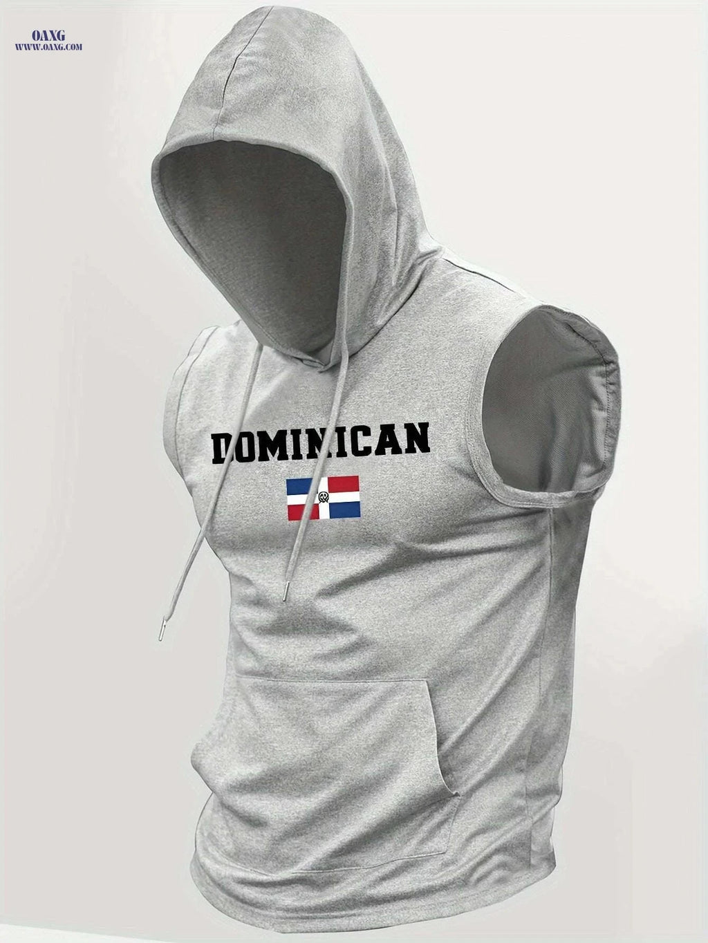 Men's Dominican Republic Hooded Tank Top - Breathable Sleeveless Shirt   OAXG Light Blue / S