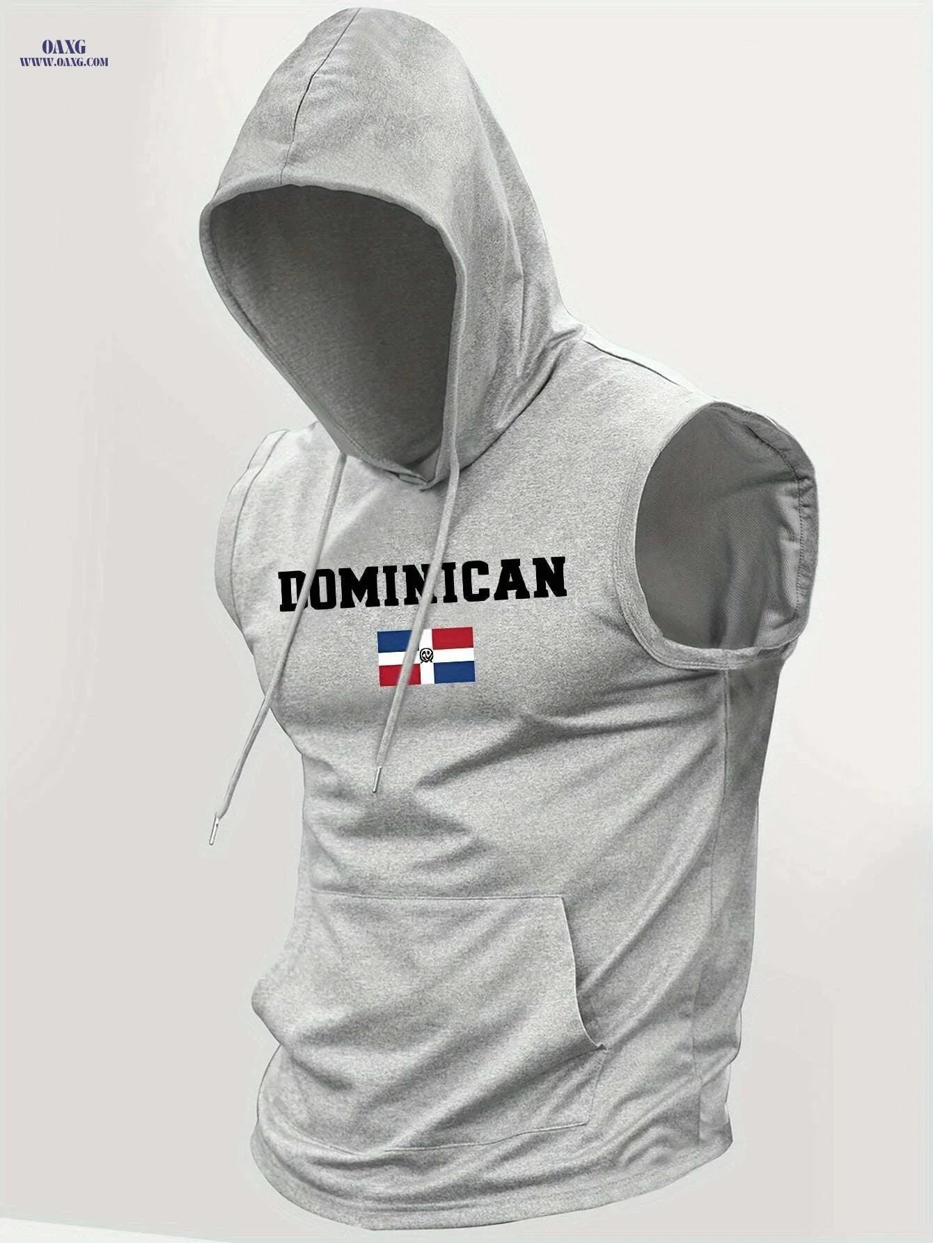 Men's Dominican Republic Hooded Tank Top - Breathable Sleeveless Shirt   OAXG Light Blue / S