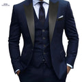 Men's Double-Breasted Suit Set - Notch Lapel for Work & Events   OAXG Navy Color / FR XXS