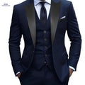 Men's Double-Breasted Suit Set - Notch Lapel for Work & Events   OAXG Navy Color / FR XXS