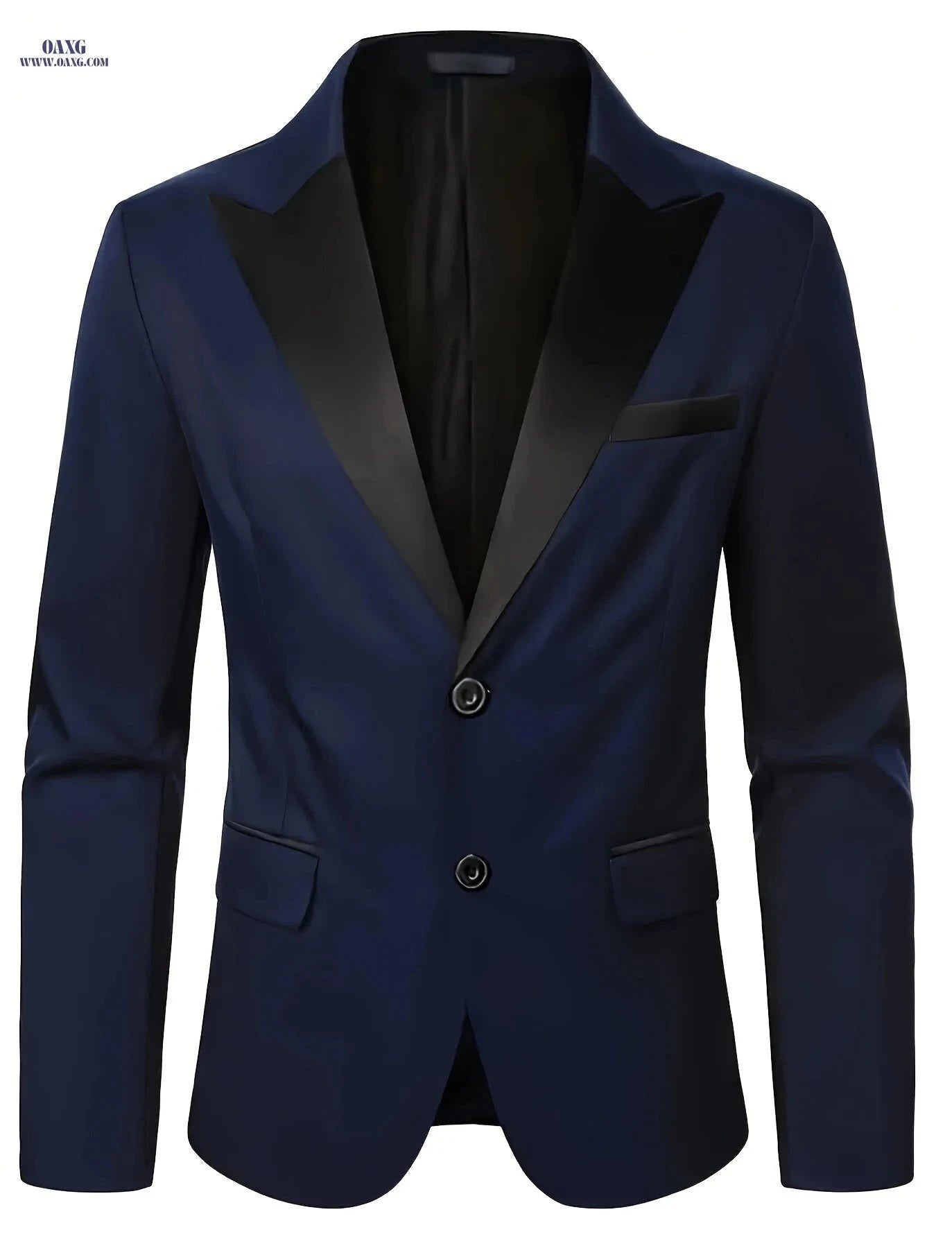 Men's Double-Breasted Suit Set - Notch Lapel for Work & Events   OAXG Navy Color / FR XXS