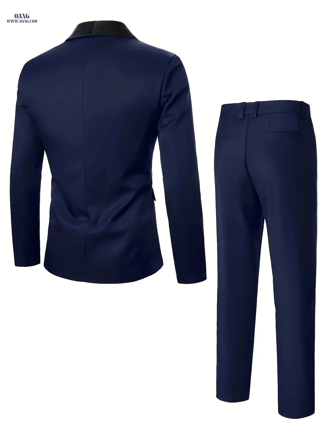 Men's Double-Breasted Suit Set - Notch Lapel for Work & Events   OAXG Navy Color / FR XXS