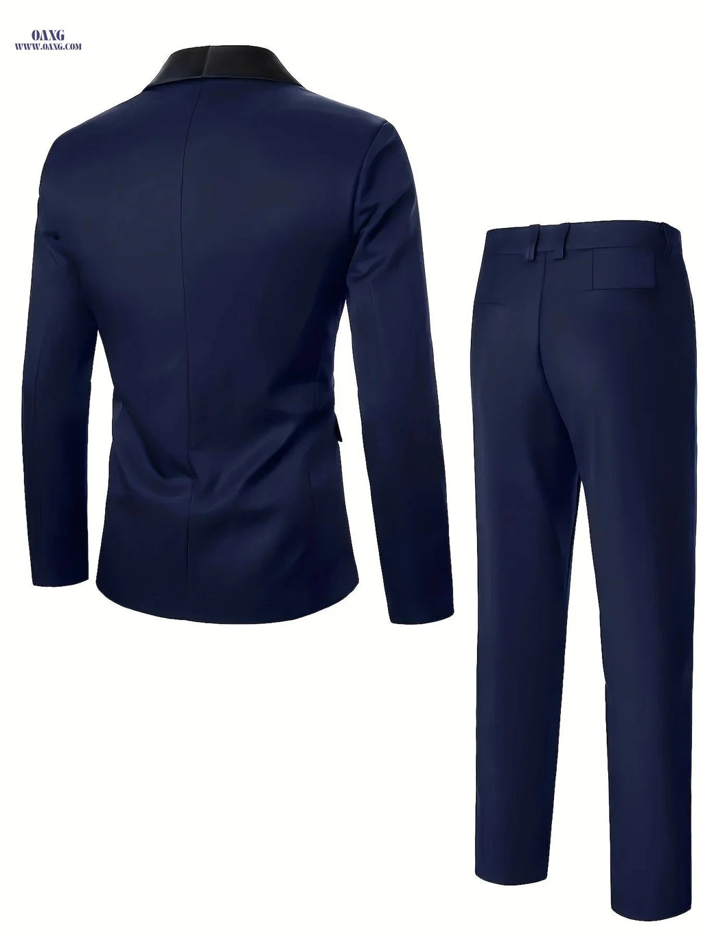 Men's Double-Breasted Suit Set - Notch Lapel for Work & Events   OAXG Navy Color / FR XXS