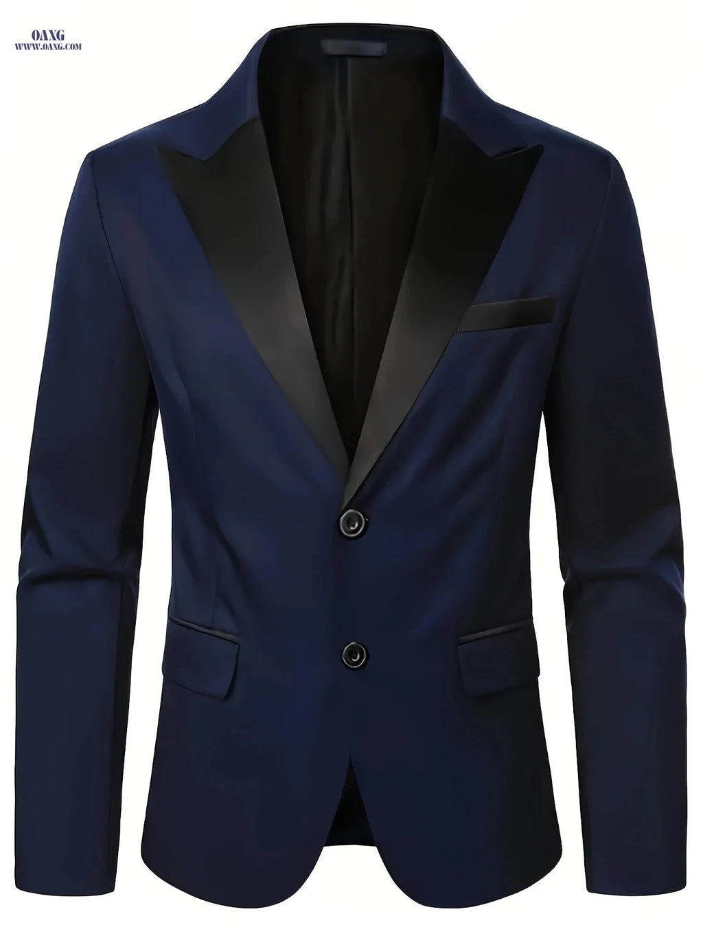 Men's Double-Breasted Suit Set - Notch Lapel for Work & Events   OAXG Navy Color / FR XXS