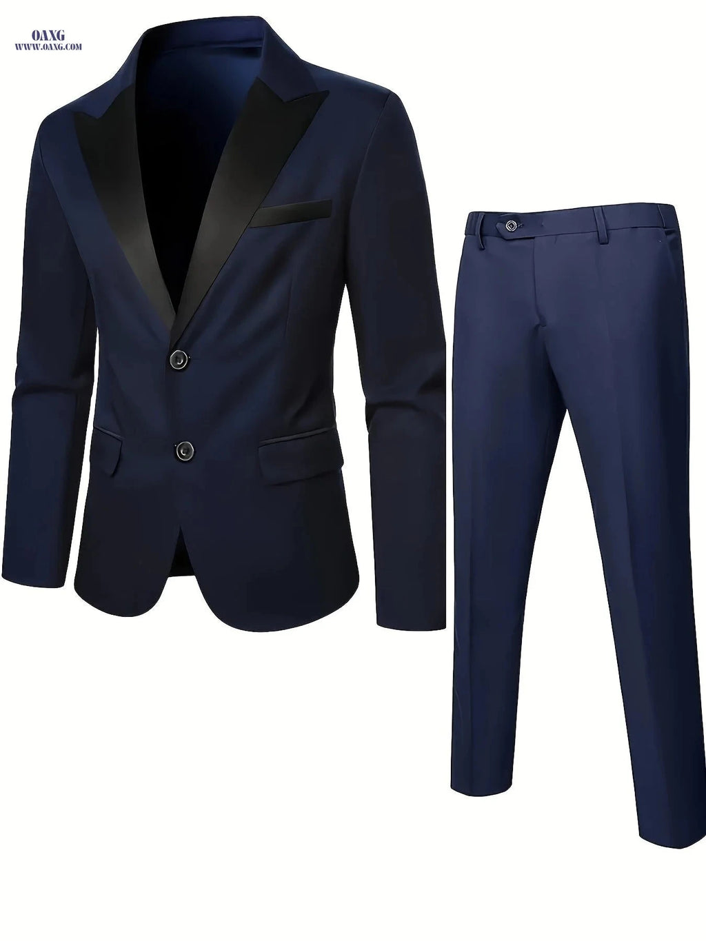 Men's Double-Breasted Suit Set - Notch Lapel for Work & Events   OAXG 