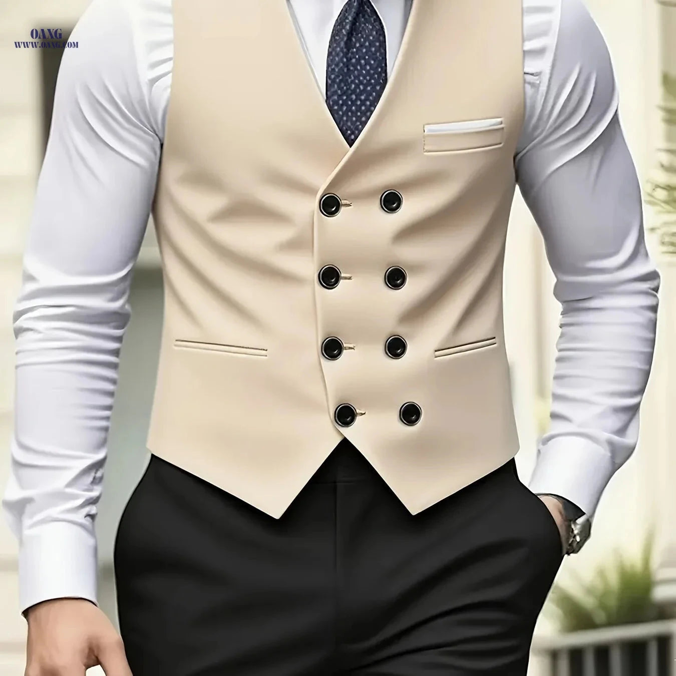 Men's Double-Breasted Suit Vest - Formal Office & Party Style   OAXG 