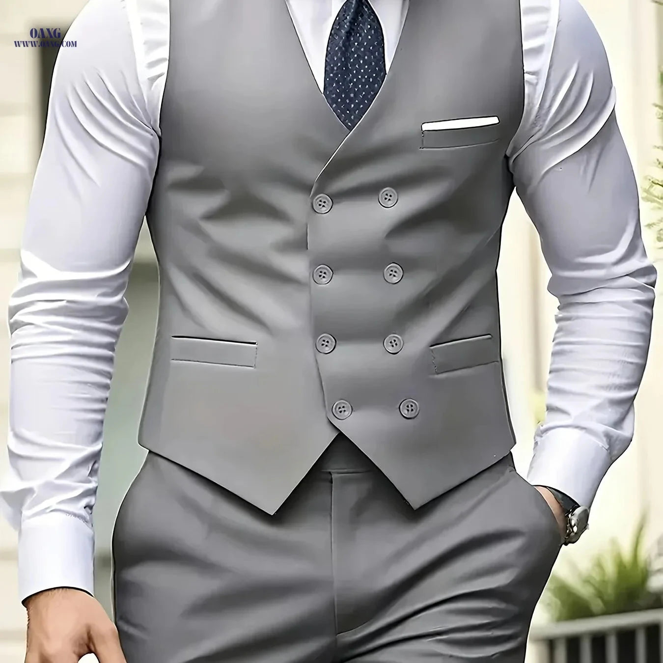 Men's Double-Breasted Suit Vest - Formal Office & Party Style   OAXG 