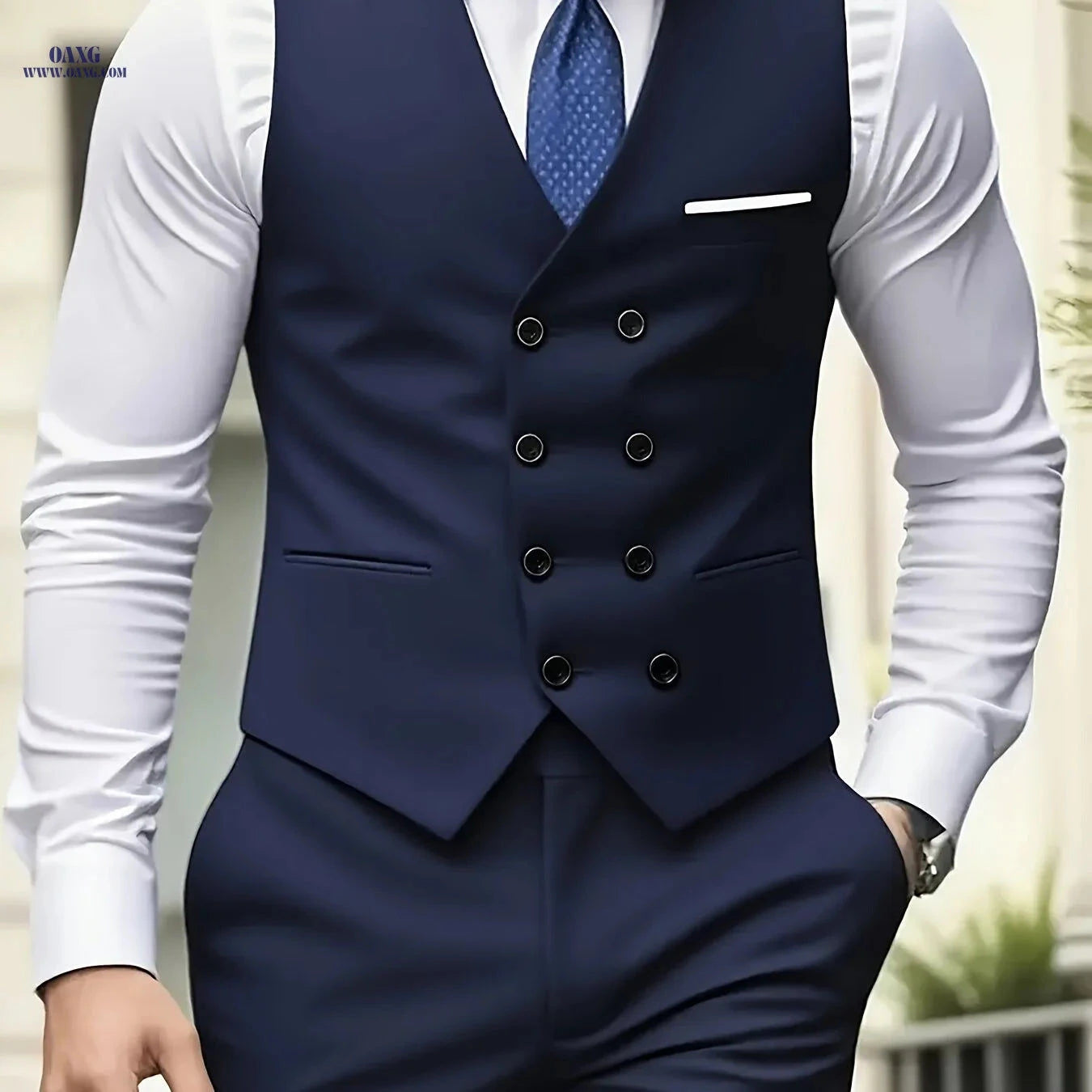 Men's Double-Breasted Suit Vest - Formal Office & Party Style   OAXG 