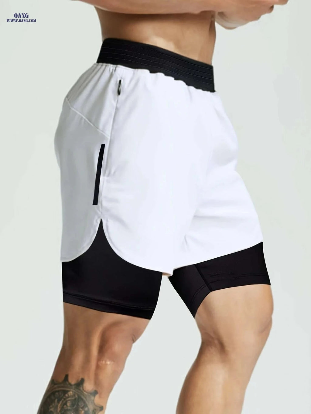 Men's Double Layer Color Block Jogging Shorts - Loose Fit for Summer   OAXG 