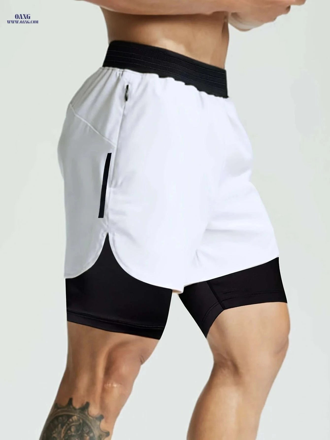 Men's Double Layer Color Block Jogging Shorts - Loose Fit for Summer   OAXG 
