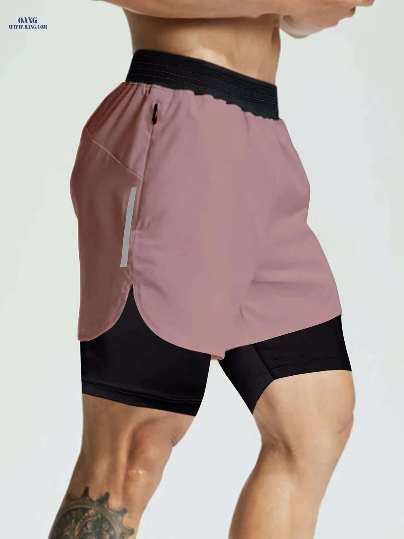 Men's Double Layer Color Block Jogging Shorts - Loose Fit for Summer   OAXG Black / S