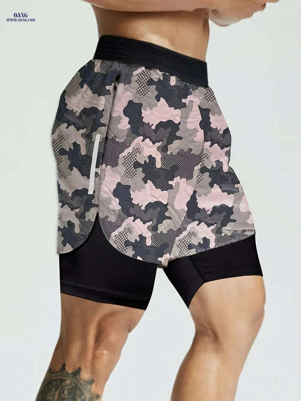 Men's Double Layer Color Block Jogging Shorts - Loose Fit for Summer   OAXG Black / S