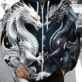 Men's Dragon Print Zip-Up Hoodie - Lightweight & Durable for Travel   OAXG 
