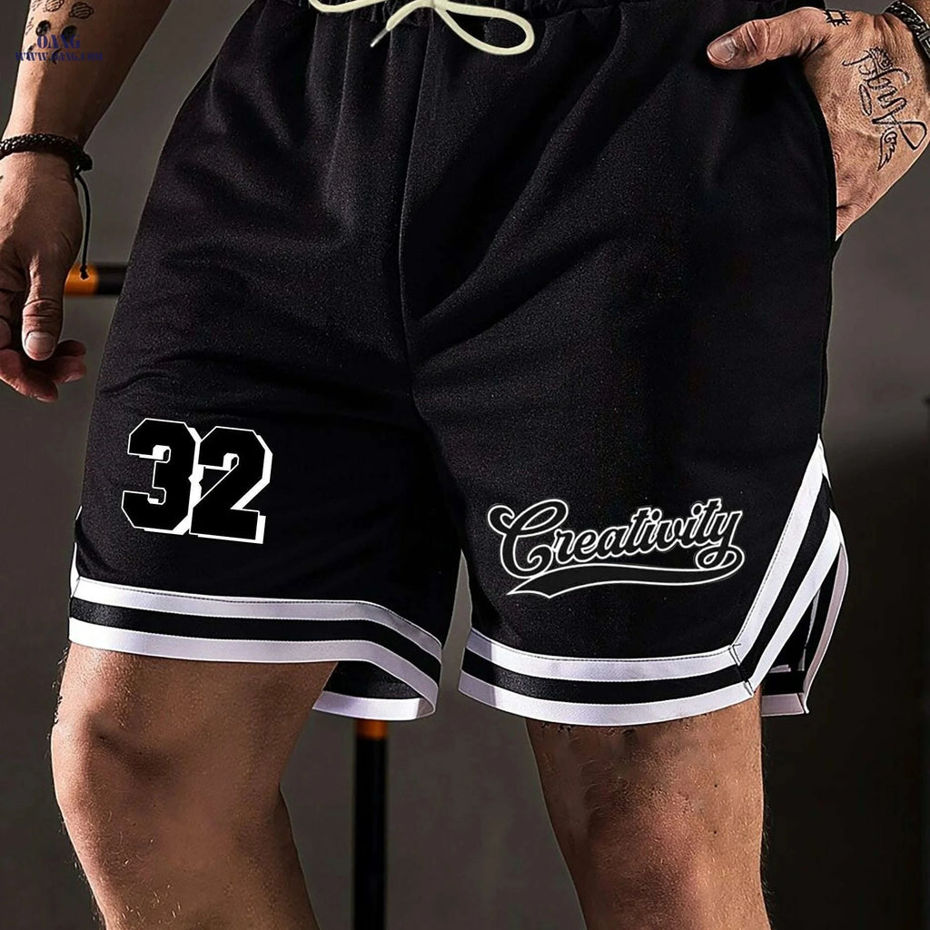 Men's Drawstring Pants - Comfy Casual Print Shorts for Summer   OAXG Black / S