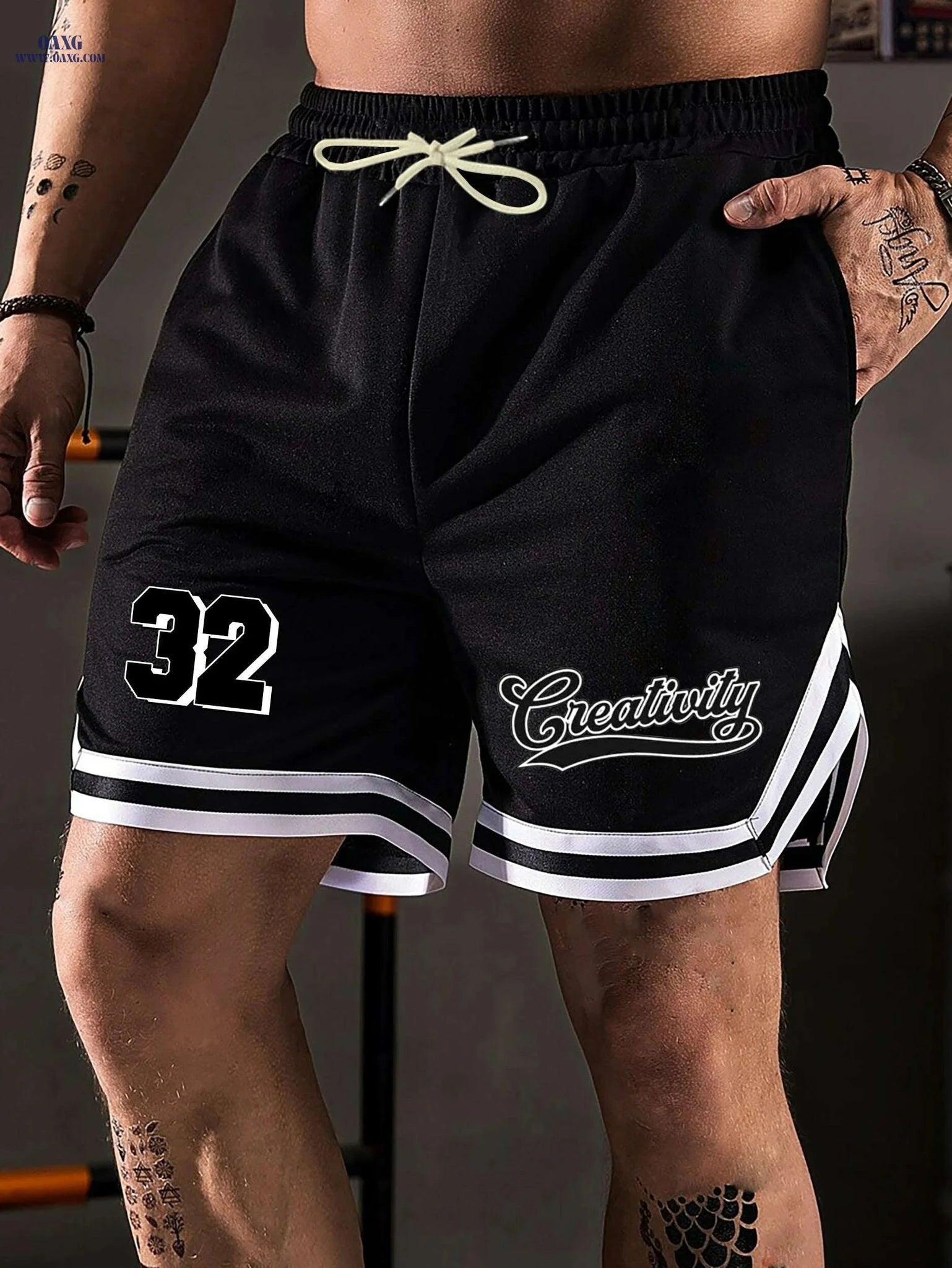 Men's Drawstring Pants - Comfy Casual Print Shorts for Summer   OAXG Black / S