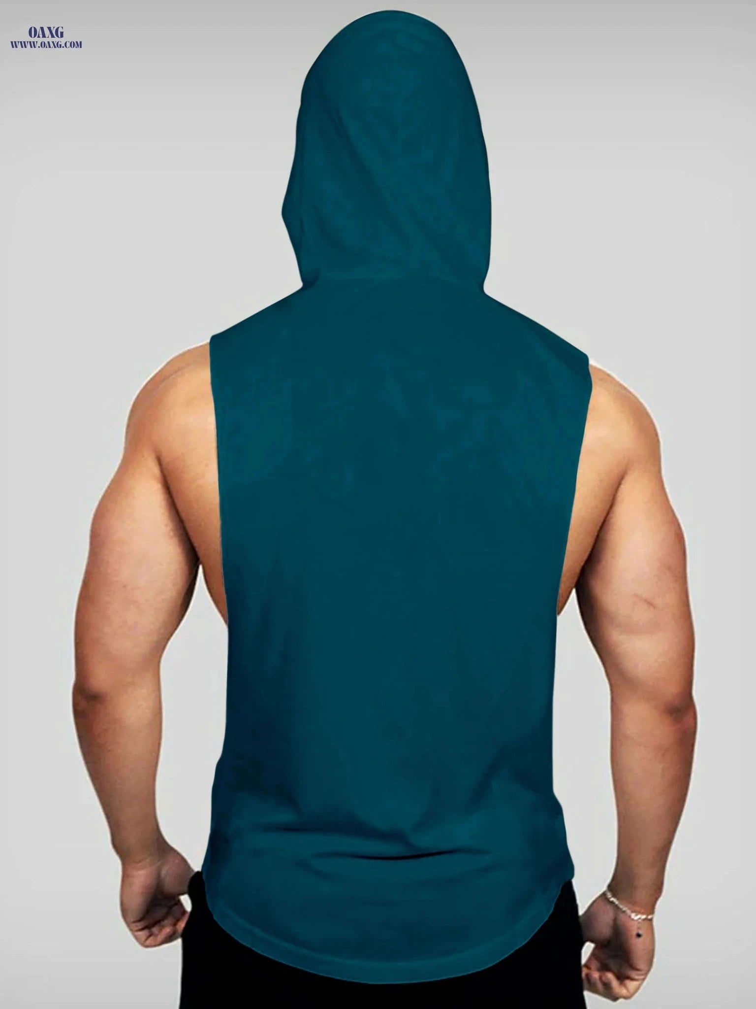 Men's Dumbbell Print Drawstring Hoodie - Casual Sleeveless Tank Top   OAXG Black / S