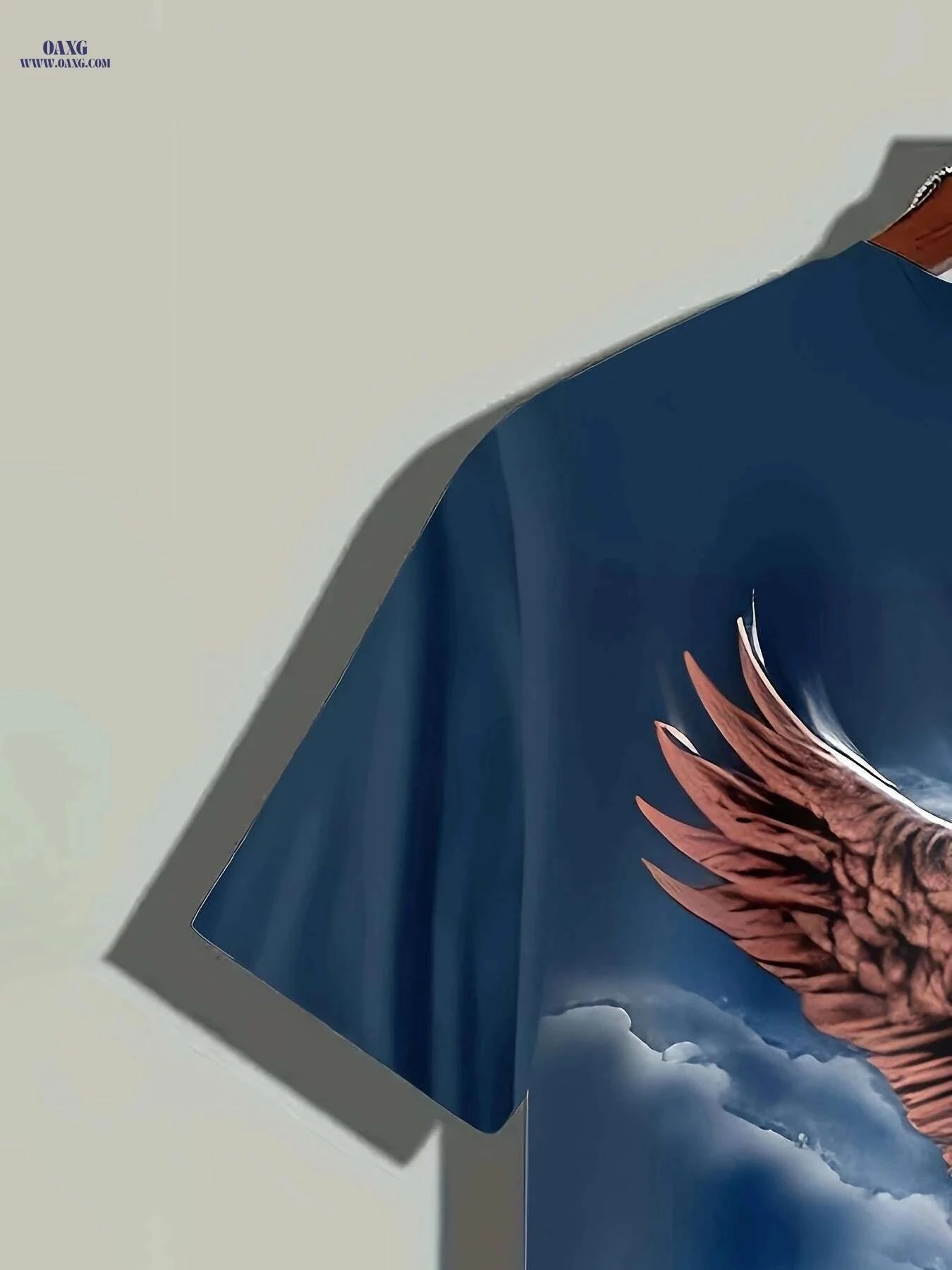 Men's Eagle 3D Graphic T-Shirt - American Flag & Skyline Design   OAXG Sea Blue / S