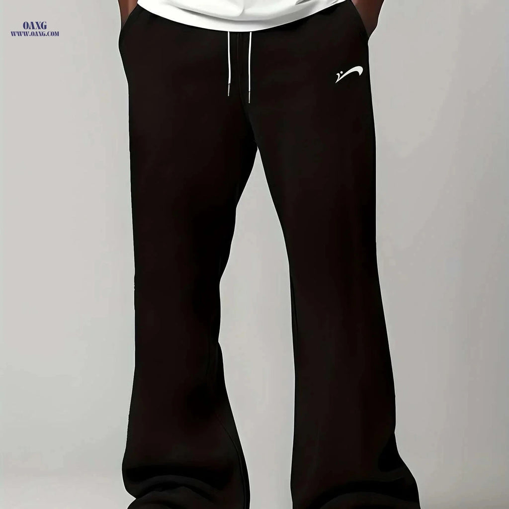 Men's Elastic Drawstring Knit Trousers - All-Season Casual Comfort   OAXG Black / S