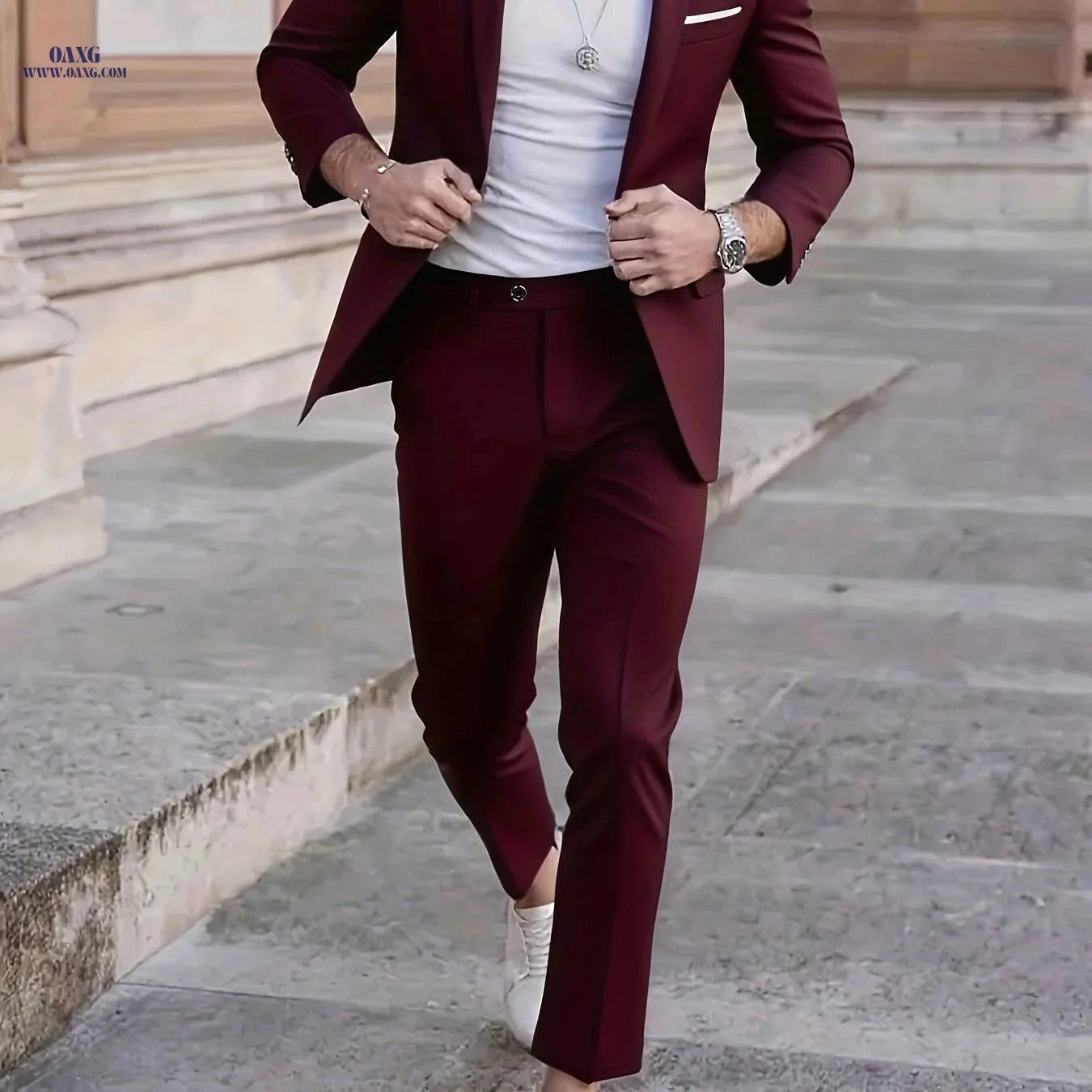 Men's Elegant 2-Piece Suit - Blazer & Trousers for All Occasions   OAXG 