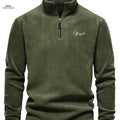 Men's Embroidered Fleece Pullover - Stylish Half-Zip Sweatshirt   OAXG Army Green / FR S