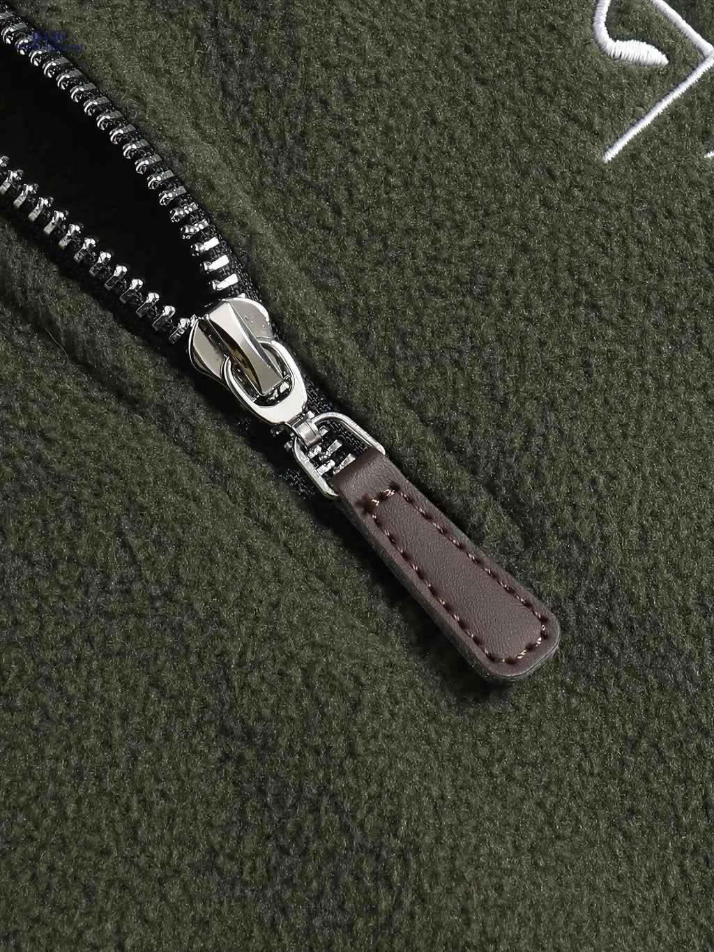 Men's Embroidered Fleece Pullover - Stylish Half-Zip Sweatshirt   OAXG Army Green / FR S