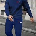 Men's Fall Sports Set - Round-Neck Top & Drawstring Pants   OAXG 