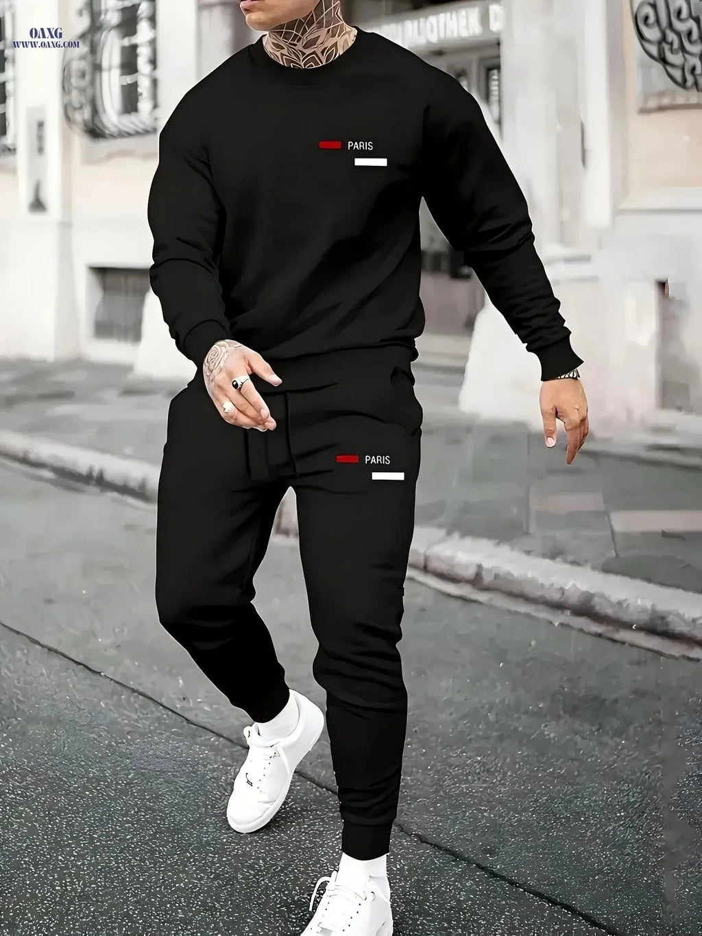 Men's Fall Sports Set - Round-Neck Top & Drawstring Pants   OAXG Blue / FR S