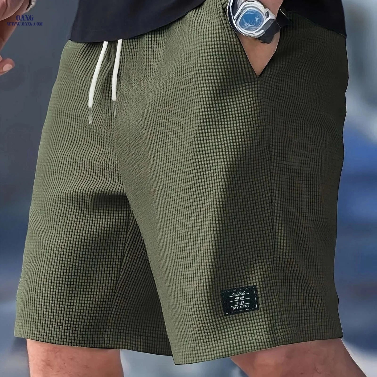 Men's Fashion Corduroy Shorts - Casual Beach Style with Stretch Fabric   OAXG 