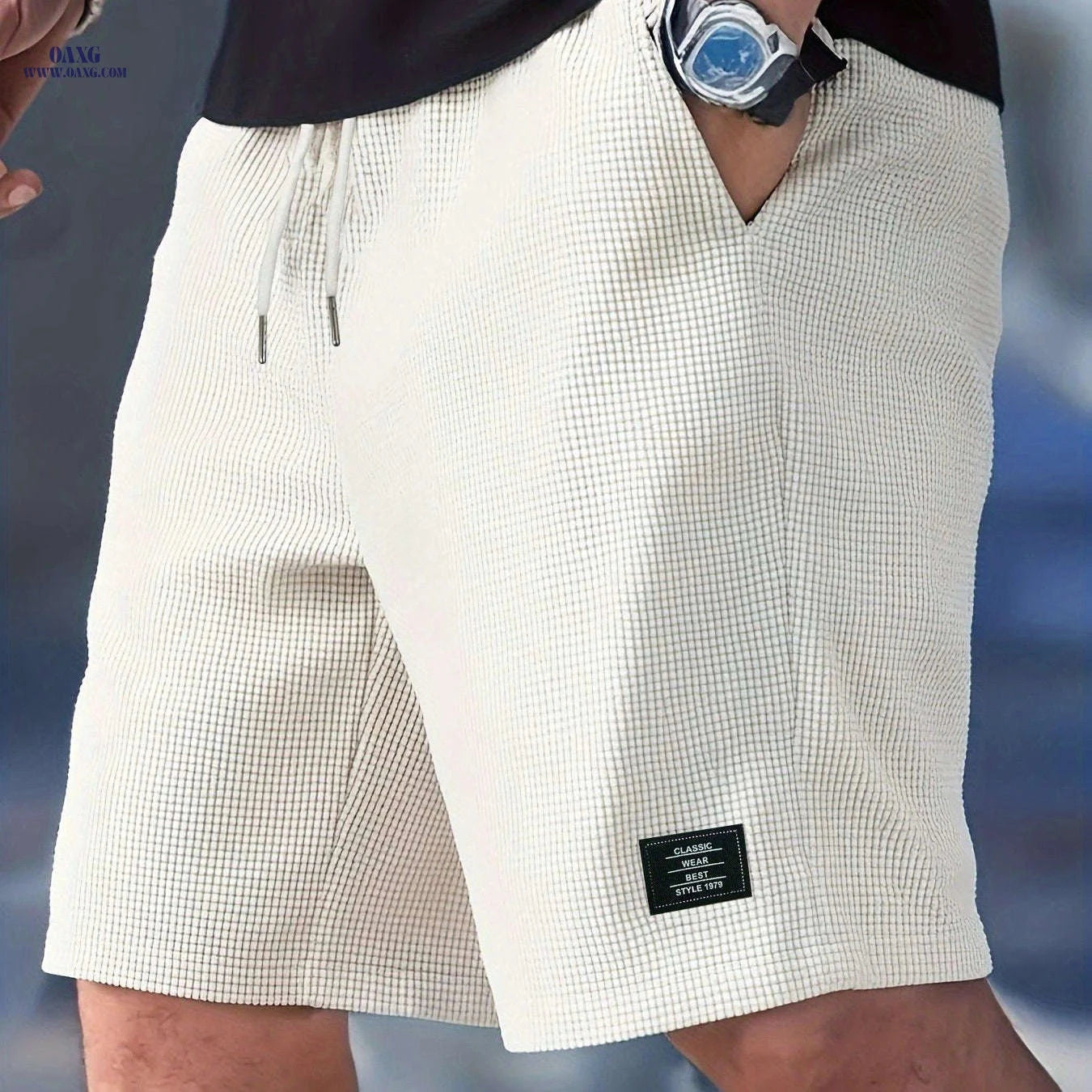 Men's Fashion Corduroy Shorts - Casual Beach Style with Stretch Fabric   OAXG 