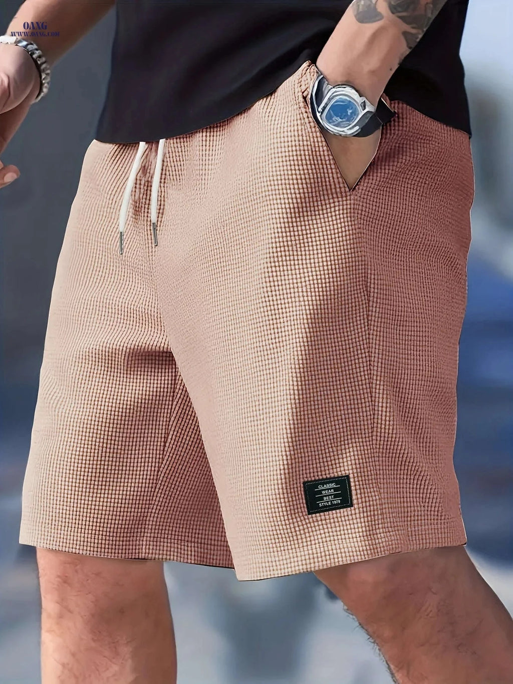 Men's Fashion Corduroy Shorts - Casual Beach Style with Stretch Fabric   OAXG 