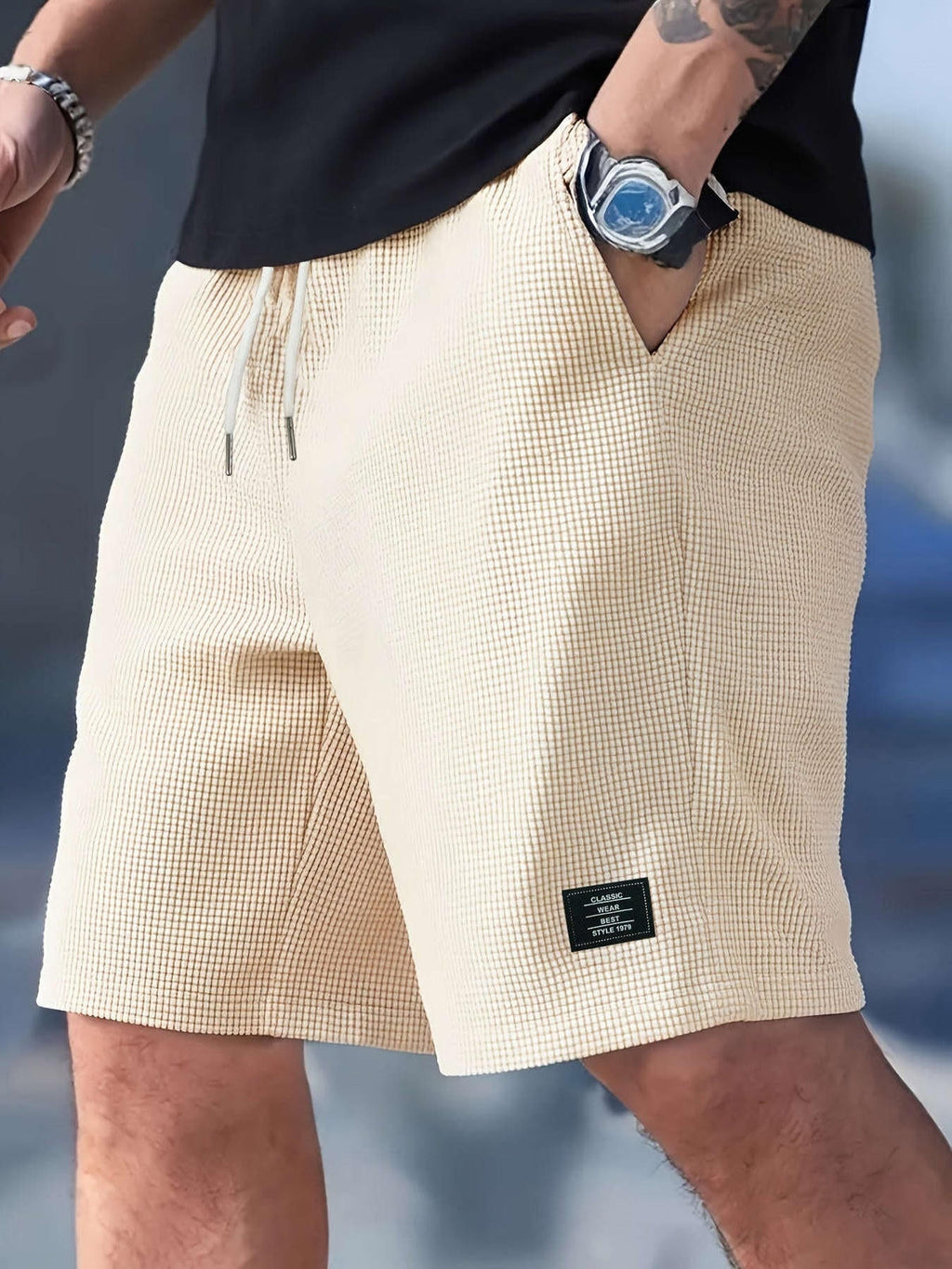 Men's Fashion Corduroy Shorts - Casual Beach Style with Stretch Fabric   OAXG 