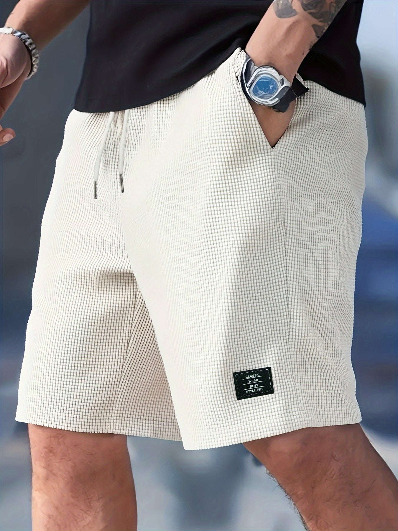 Men's Fashion Corduroy Shorts - Casual Beach Style with Stretch Fabric   OAXG Peach / FR S