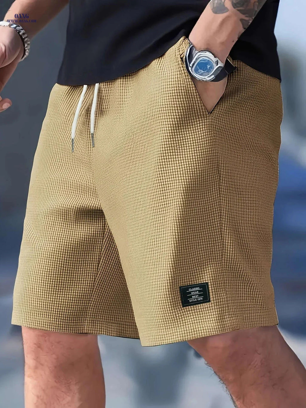 Men's Fashion Corduroy Shorts - Casual Beach Style with Stretch Fabric   OAXG 