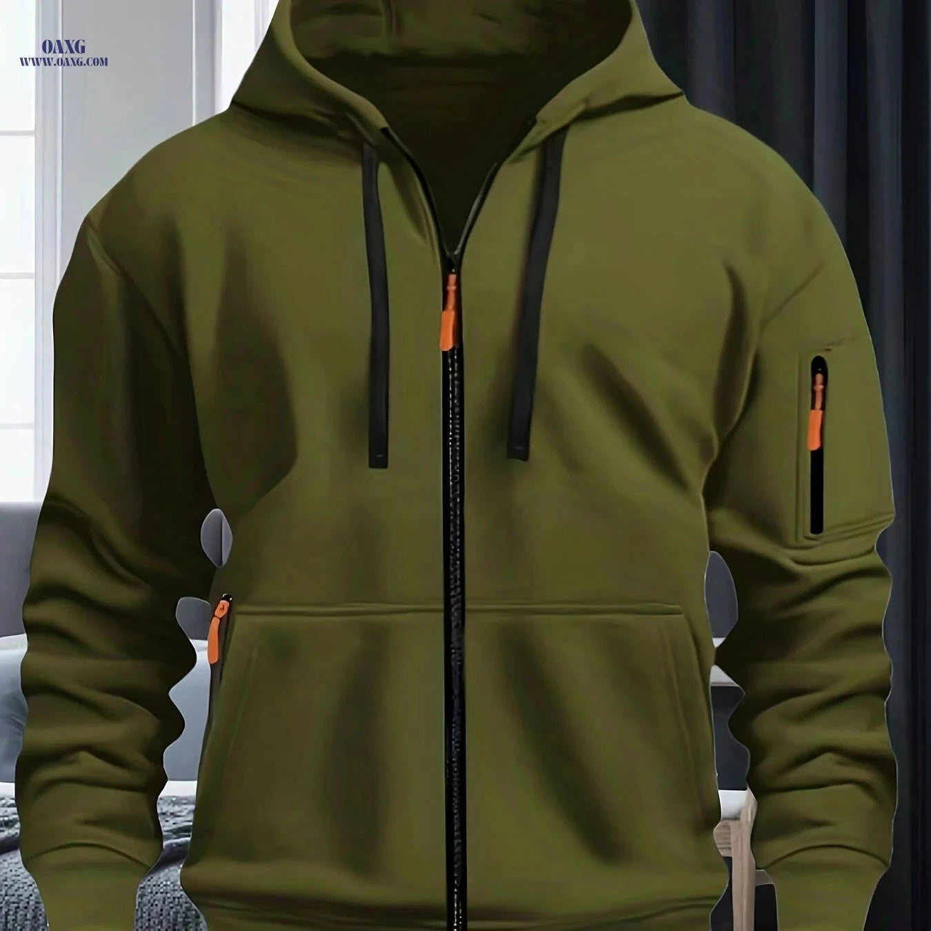 Men's Fashion Hoodie with Arm Pockets - Casual Winter Sweatshirt   OAXG 