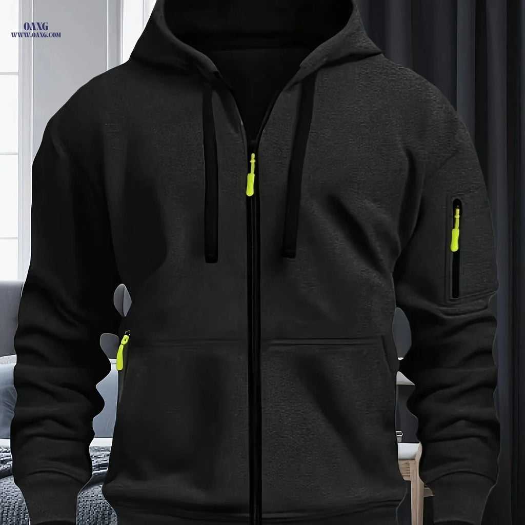Men's Fashion Hoodie with Arm Pockets - Casual Winter Sweatshirt   OAXG 