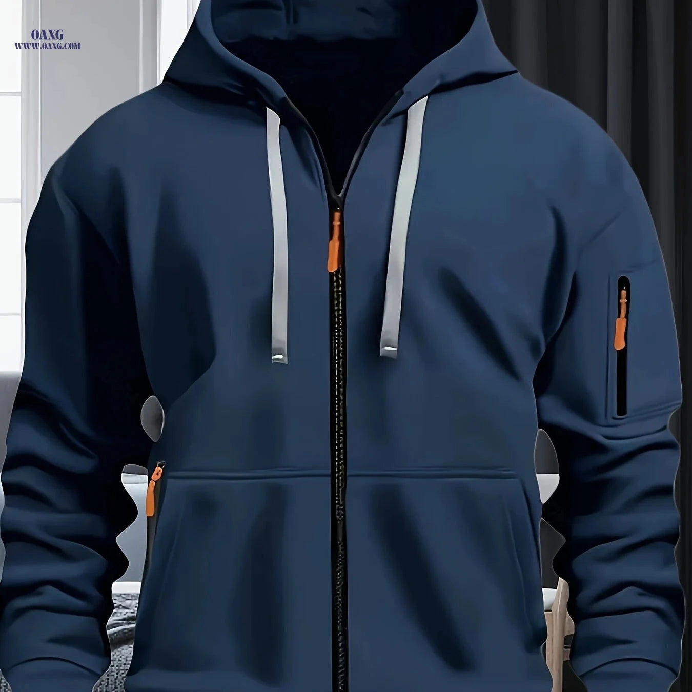 Men's Fashion Hoodie with Arm Pockets - Casual Winter Sweatshirt   OAXG 