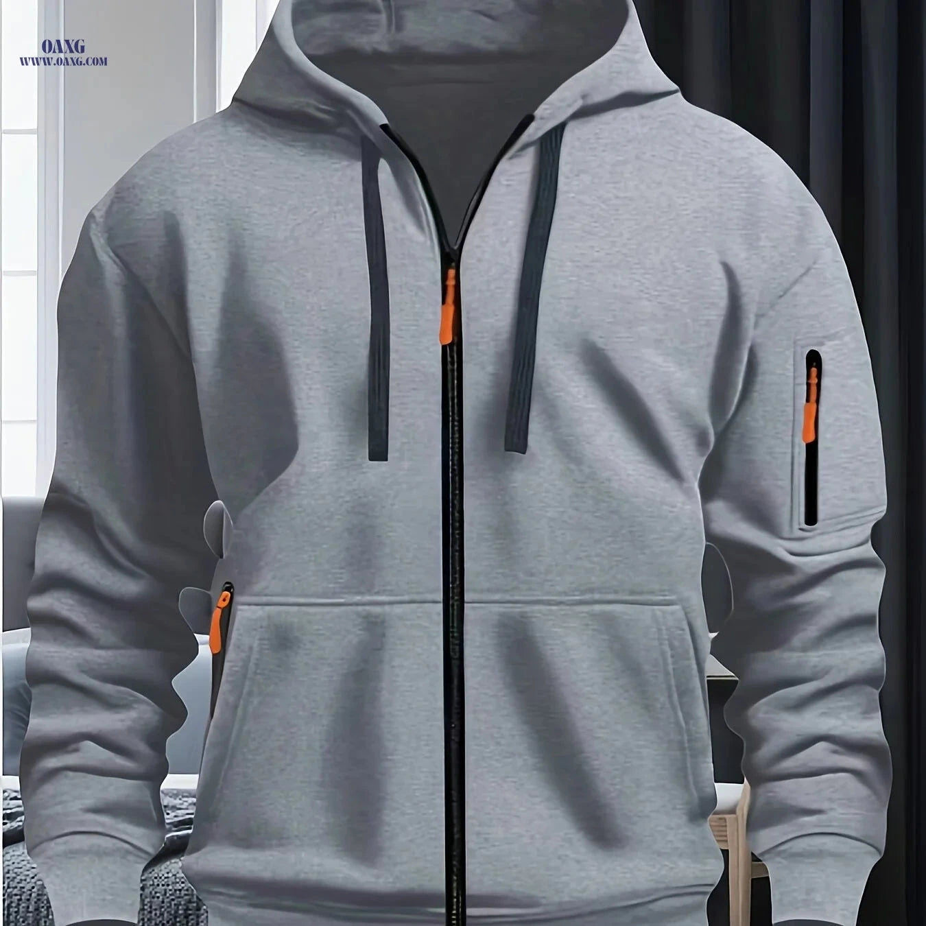 Men's Fashion Hoodie with Arm Pockets - Casual Winter Sweatshirt   OAXG 