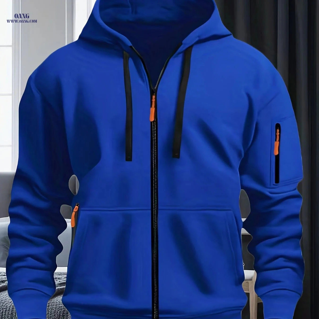 Men's Fashion Hoodie with Arm Pockets - Casual Winter Sweatshirt   OAXG Black / FR S