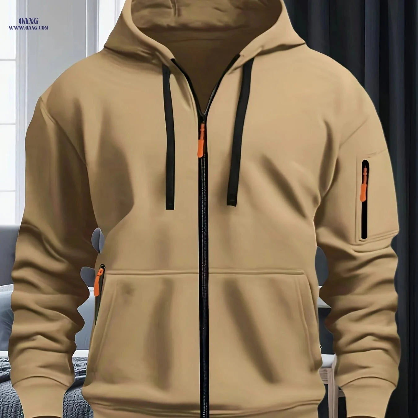 Men's Fashion Hoodie with Arm Pockets - Casual Winter Sweatshirt   OAXG Black / FR S