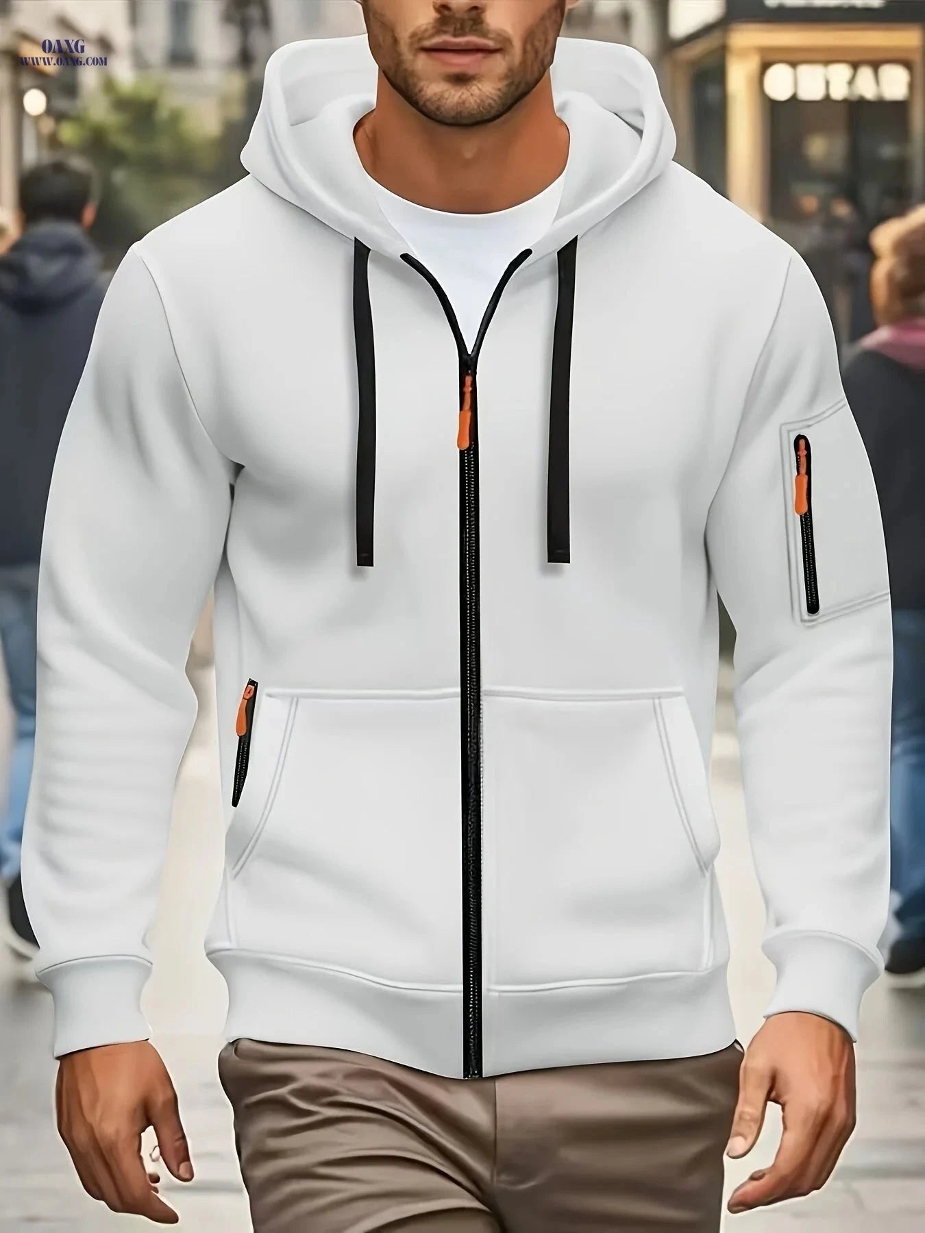 Men's Fashion Hoodie with Arm Pockets - Casual Winter Sweatshirt   OAXG Black / FR S