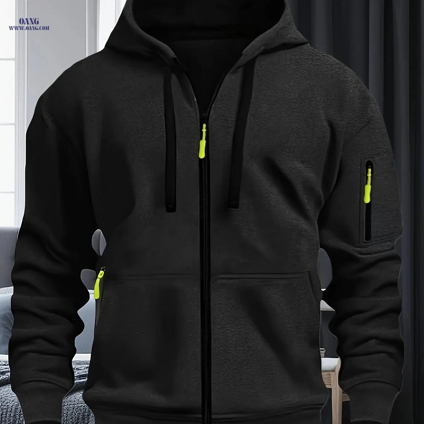 Men's Fashion Hoodie with Arm Pockets - Casual Winter Sweatshirt   OAXG 