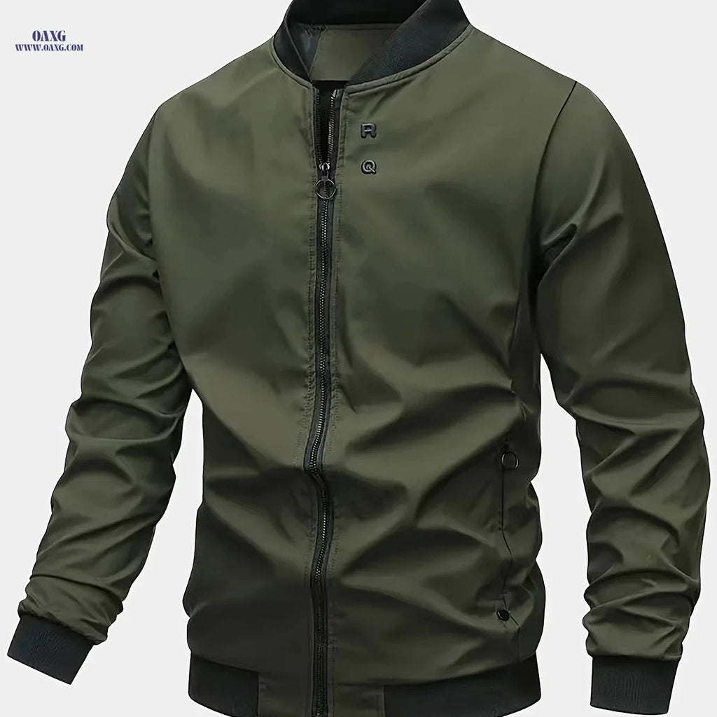 Men's Fashion Jacket with Invisible Zipper - Solid Color Style   OAXG Army Green / FR M