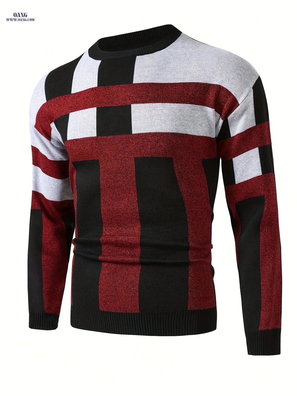 Men's Fashion Jacquard Pullover Sweater - Casual Crew Neck Design   OAXG 
