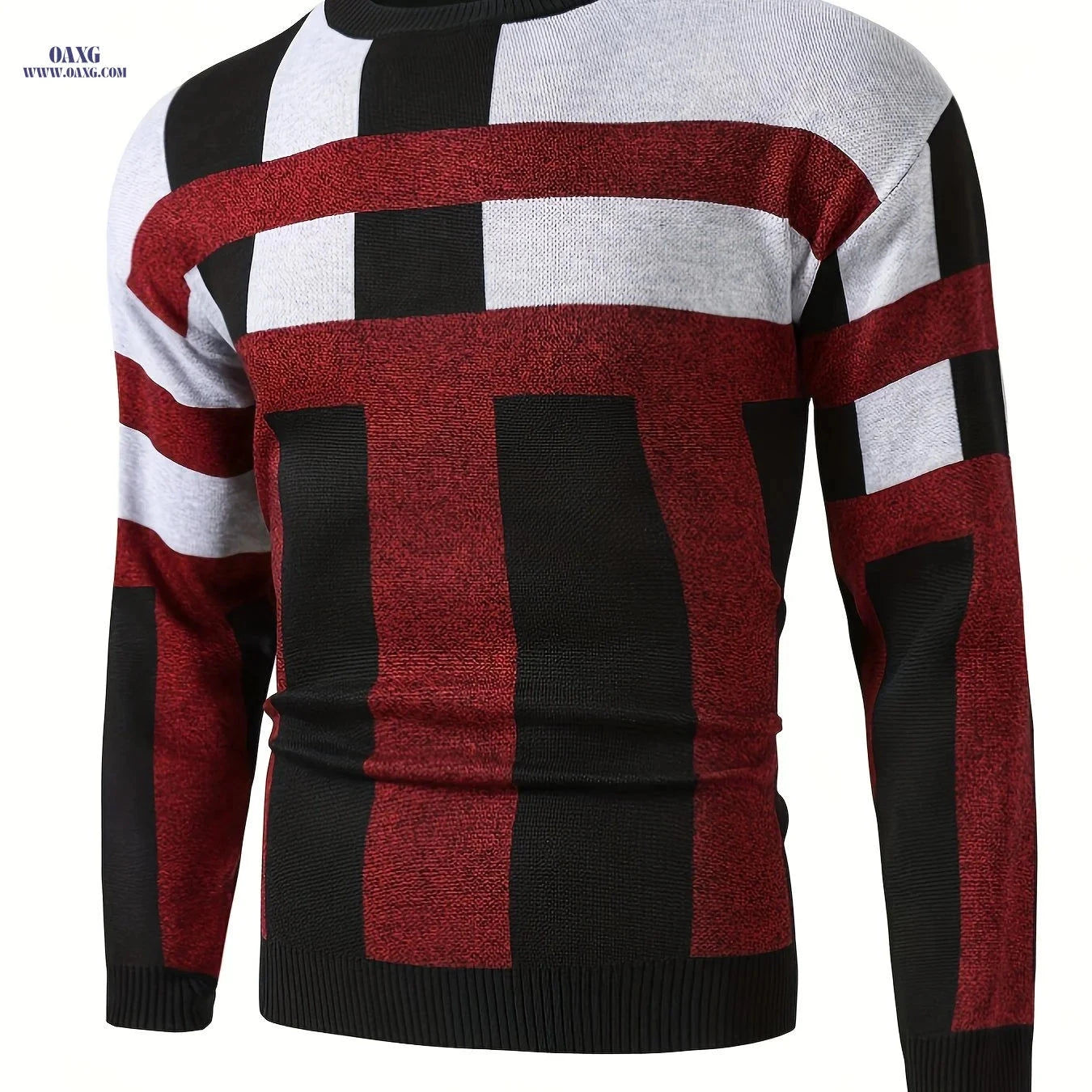 Men's Fashion Jacquard Pullover Sweater - Casual Crew Neck Design   OAXG 